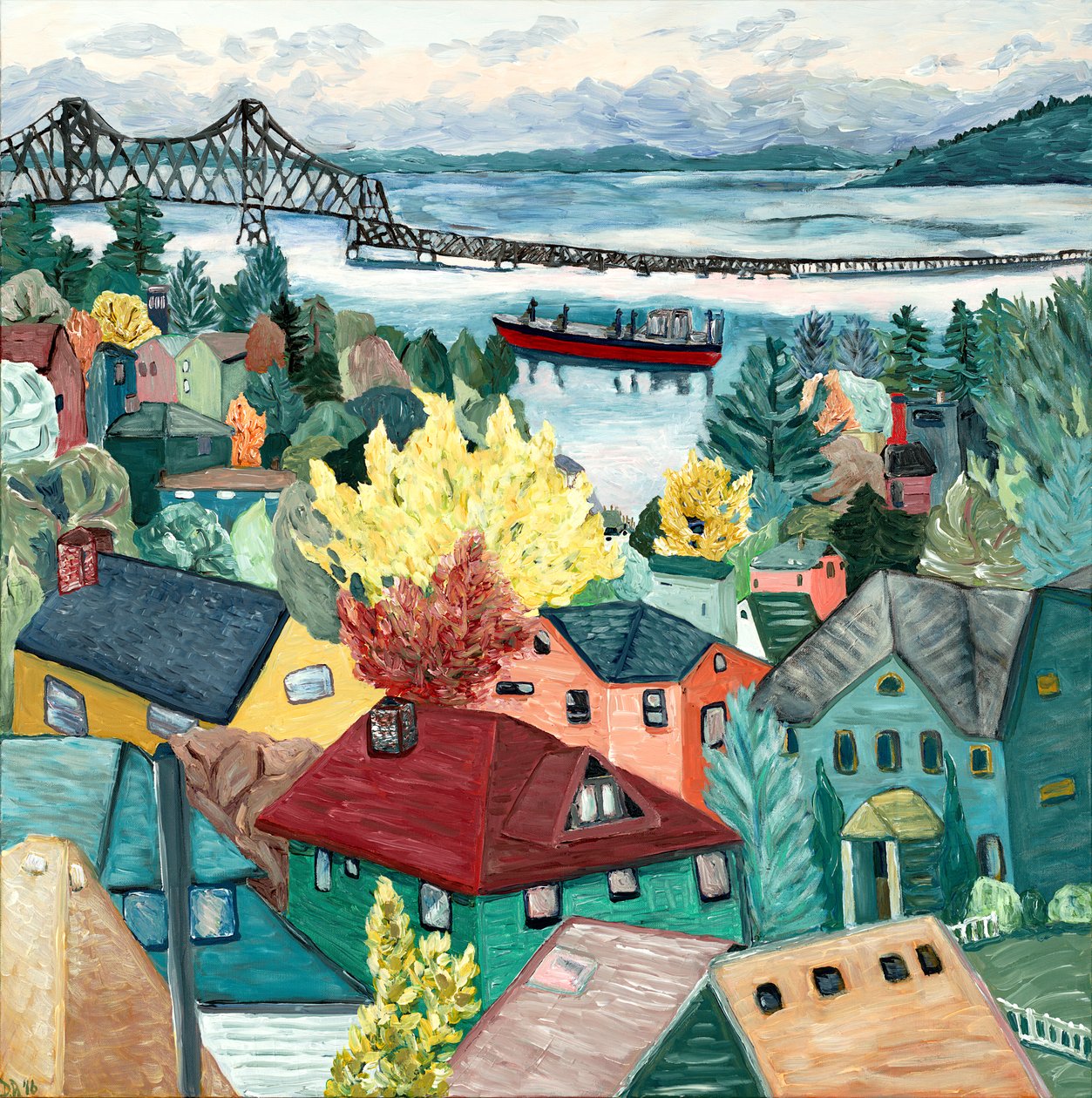 Astoria View, 2015 (akryl på lerret) av Deborah Eve Alastra