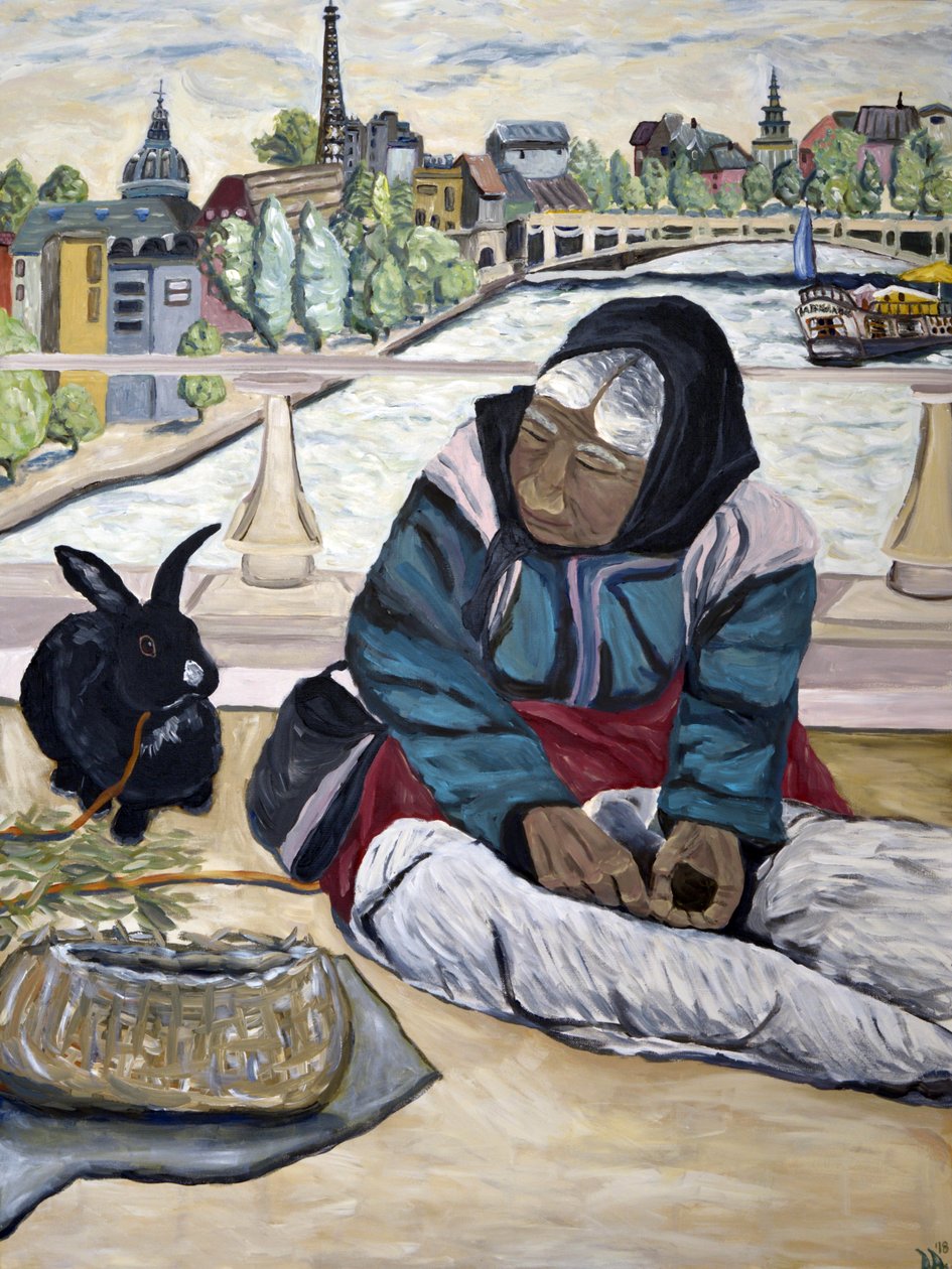 Parisere, 2017 (akryl på lerret) av Deborah Eve Alastra