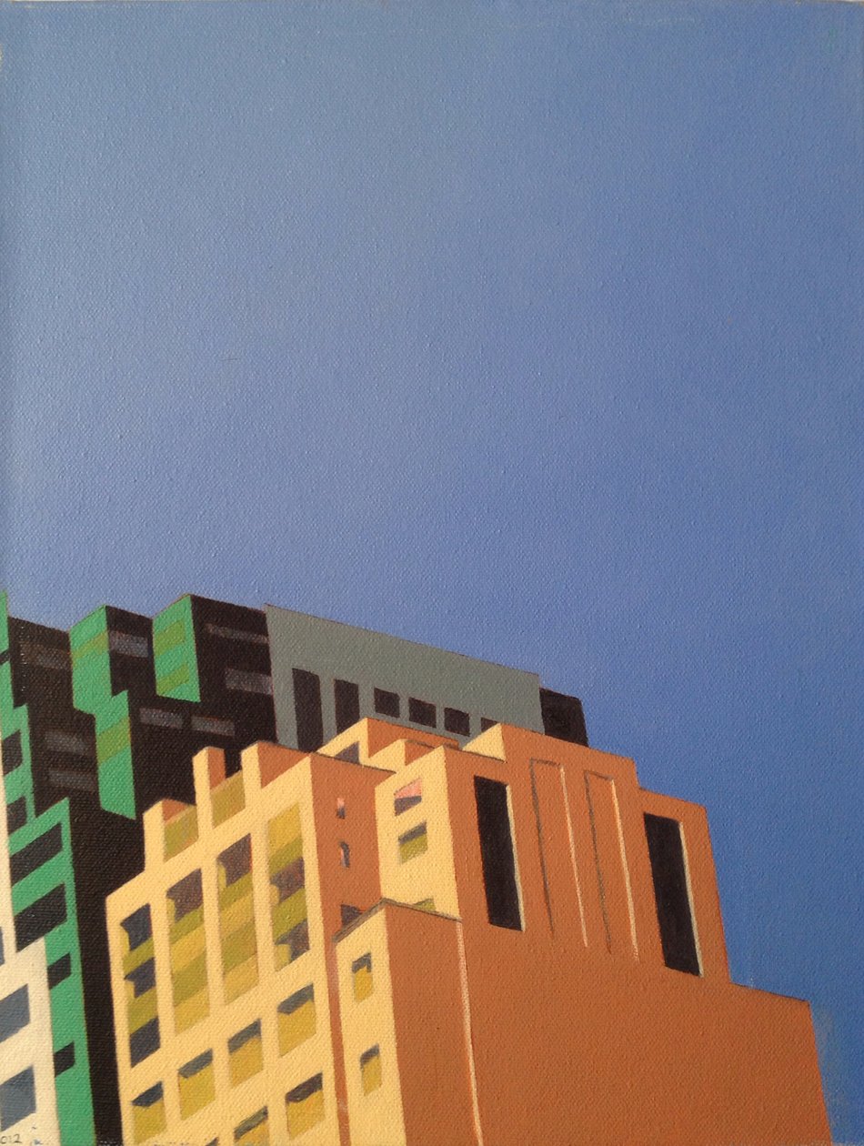 Brooklyn Hi Rise, 2012 (olje på lerret) av Deborah Stevenson