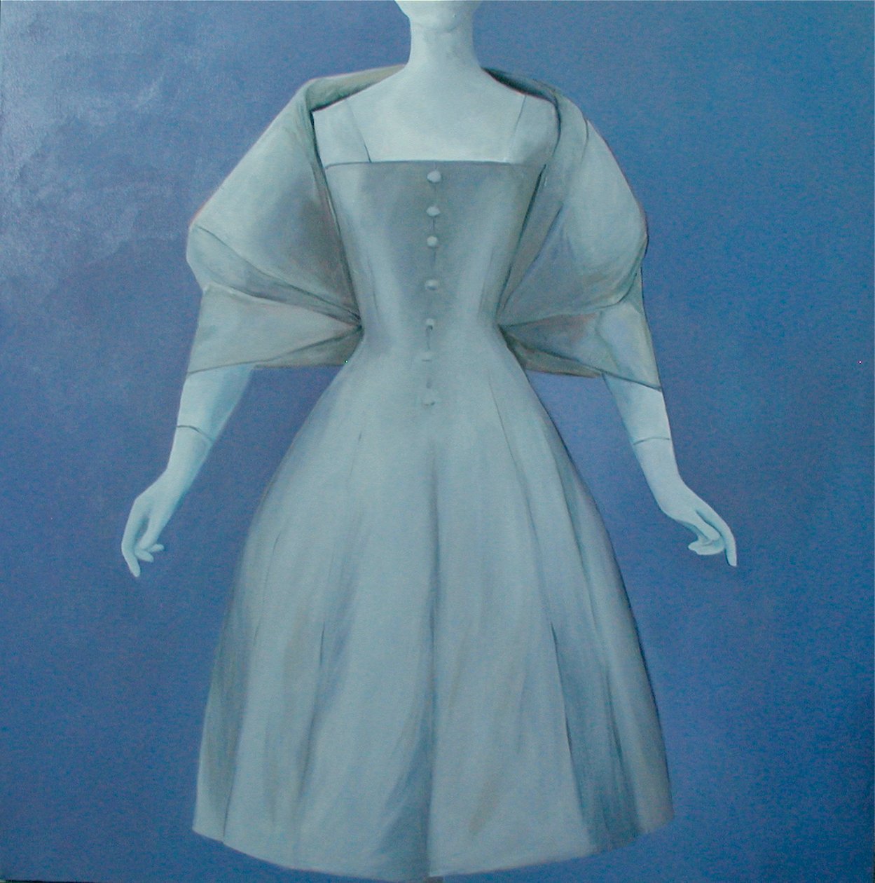 Sølvkjole, 2004 (olje på lerret) av Deborah Stevenson