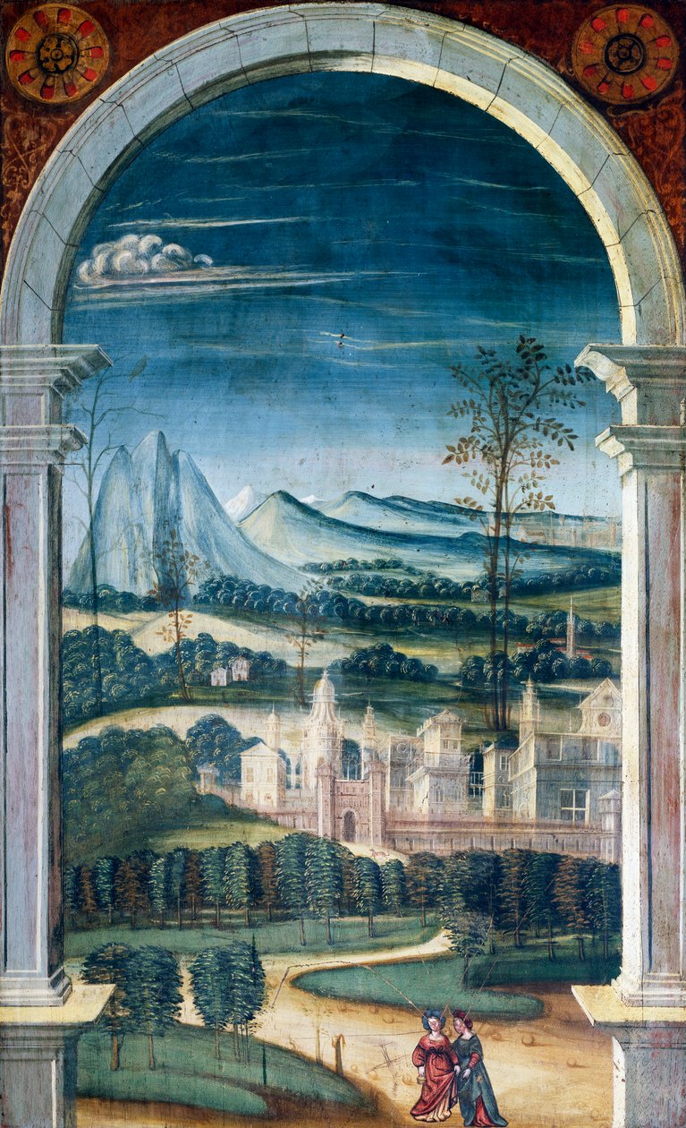 Perspektiv malt av Defendente Ferrari (1480 eller 1485-1540), på bakre del av koret fra 1500-tallet, Church of Saint Jerome, Biella, Italia av Defendente Ferrari