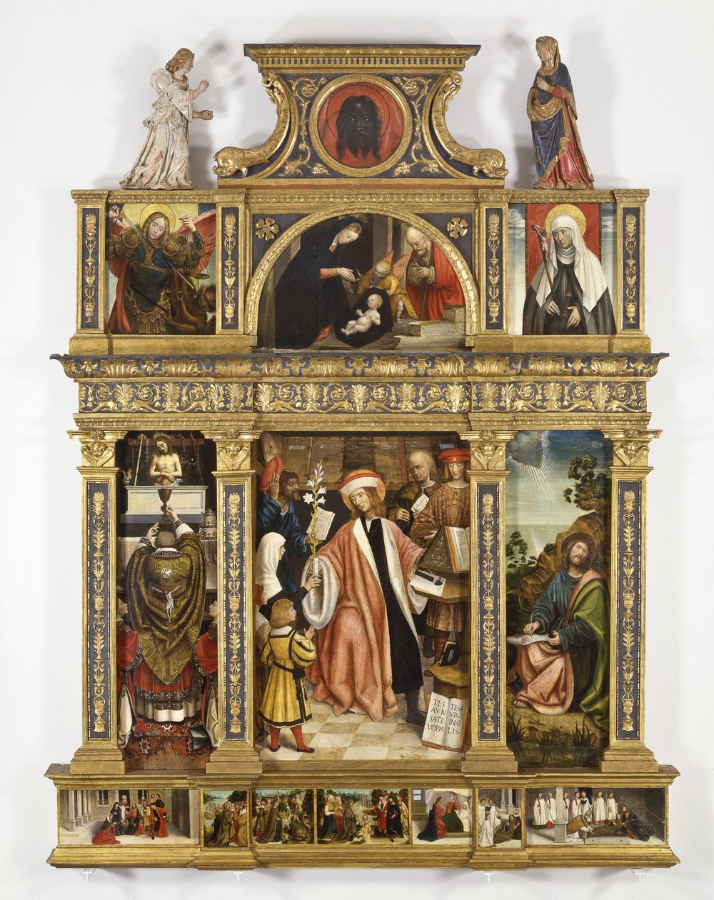 Polyptych of Sant Ivo, ca. 1520 (tempera om bord, antikk ramme) av Defendente Ferrari