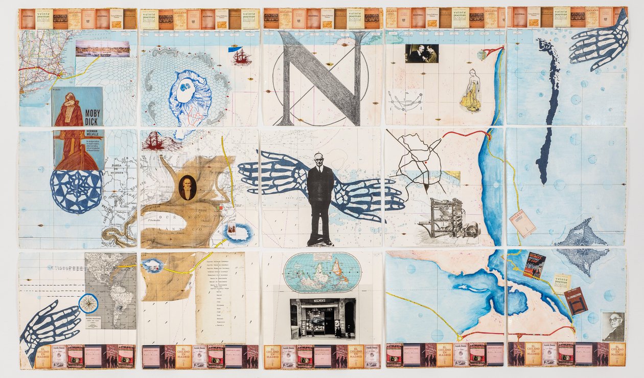 Horizon Eyes for Editorial Nascimento, 2020 (blandet media collage-kart på håndlaget papir) av Deirdre Kelly