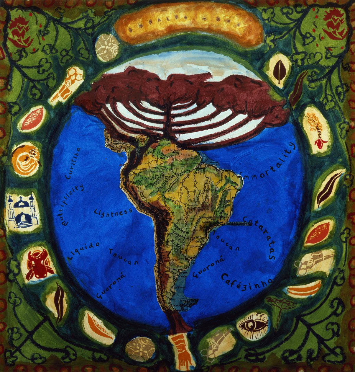 Parana, Brasil I, 1995 (screenprint og collage) av Deirdre Kelly