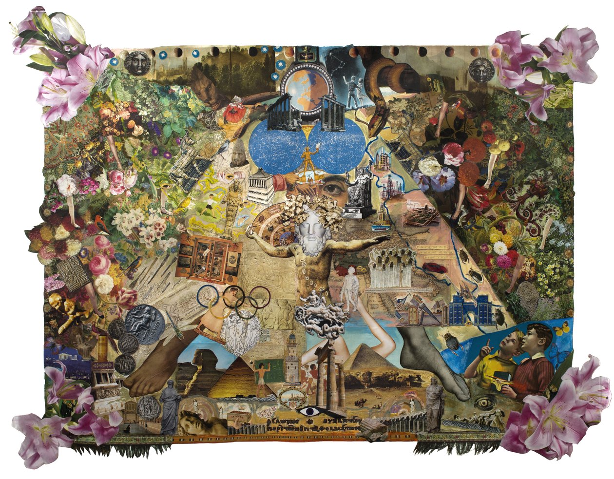 Seven Ancient Wonders of the World, 2012 (collage på papir) av Deirdre Kelly