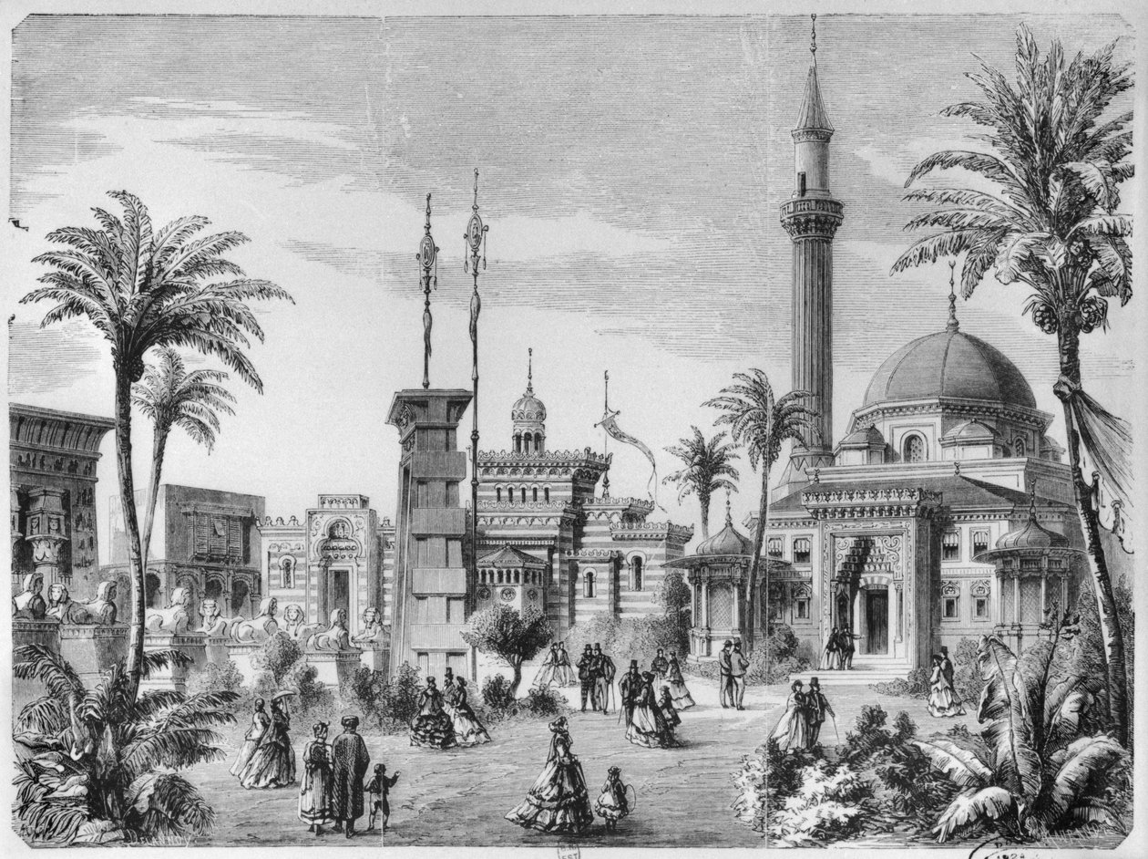 De utenlandske og østlige delene av verdensutstillingen på Champ-de-Mars i Paris, gravert av Charles Maurand (1800-tallet) 1867 av Aristide Delannoy