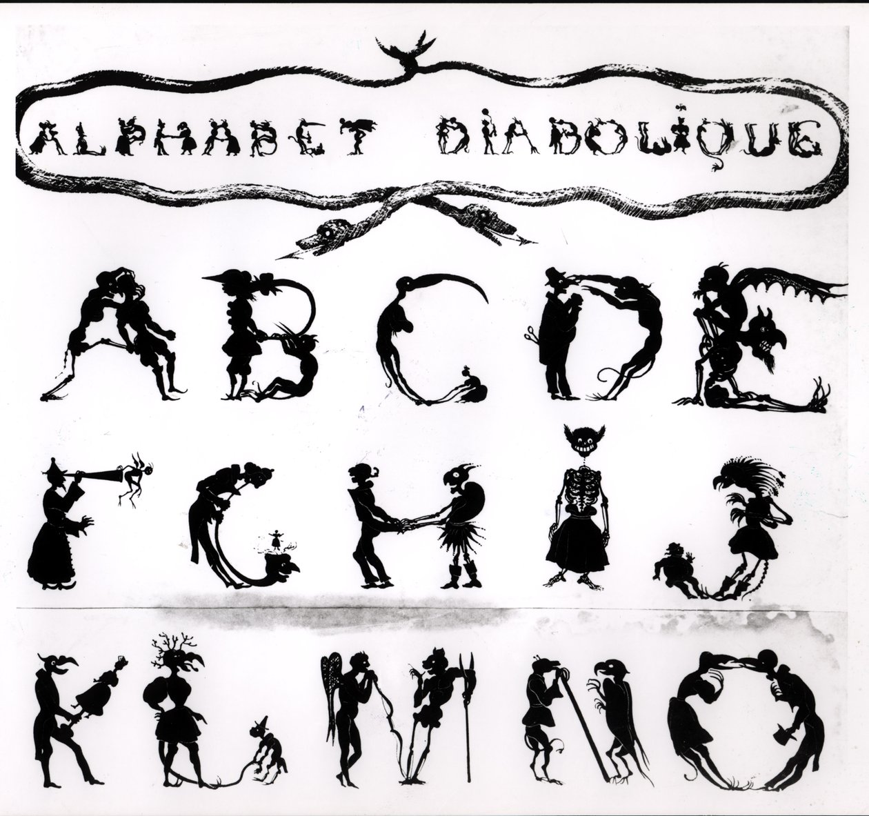 Devilish Alphabet, gravert av Delannois, 1825 (detalj, se også 184307, 184309 til 184312) av Delaporte