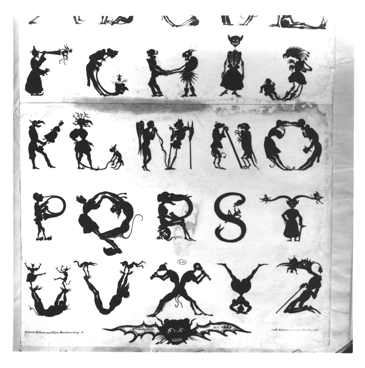 Devilish Alphabet, gravert av Delannois, 1825 (detalj, se også 184307, 184308, 184310 til 184312) av Delaporte