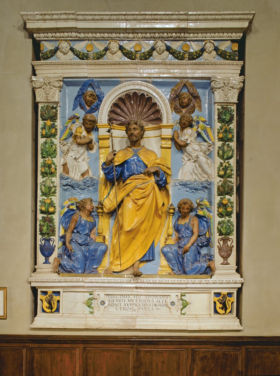 Kristus tronet med engler, basrelieff (tinnglasert lertøy) av Luca Della Robbia