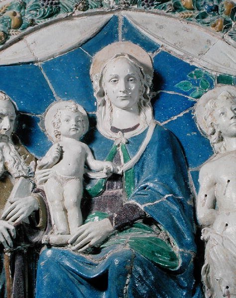 Jomfru og barn med hellige av Della Robbia (workshop of)