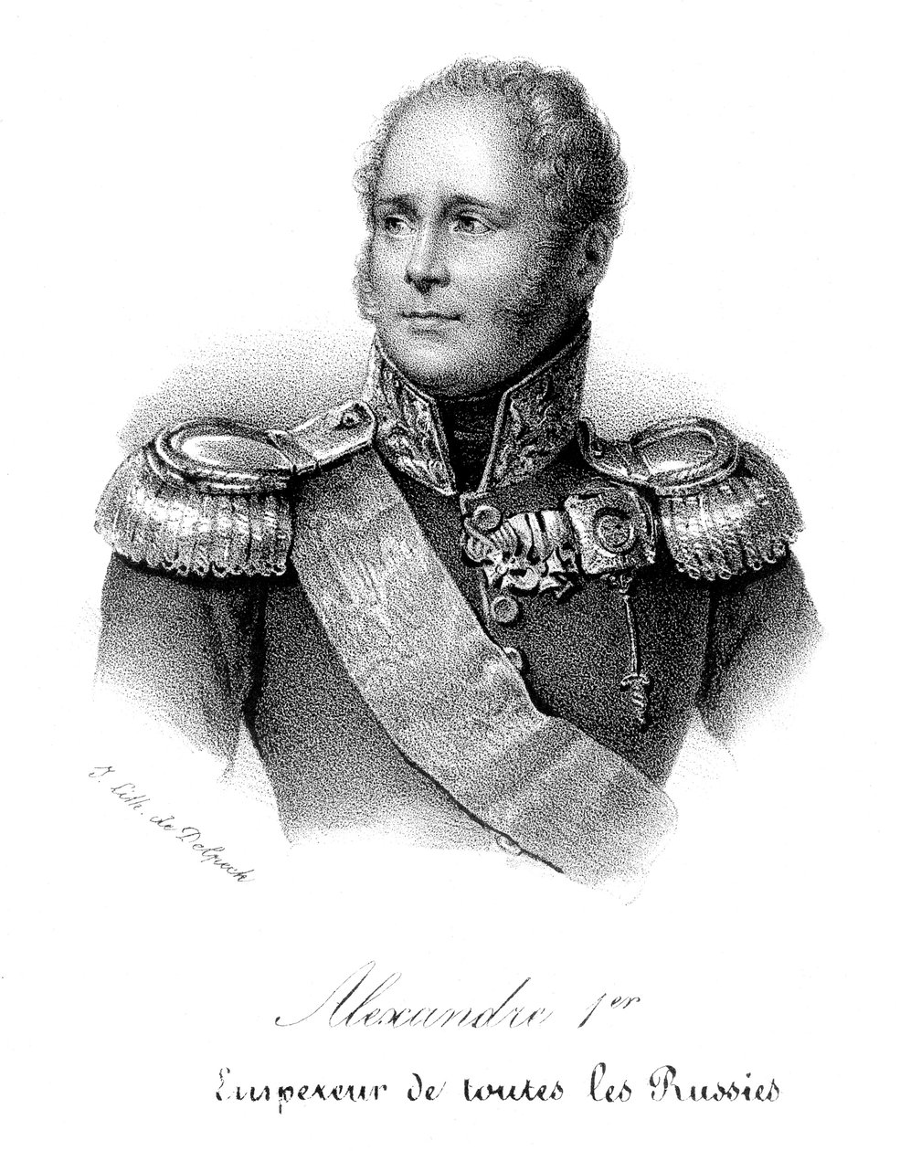 Alexander I 1777-1825, tsar av Russland fra 1801, i militæruniform, c1830 av Delpech