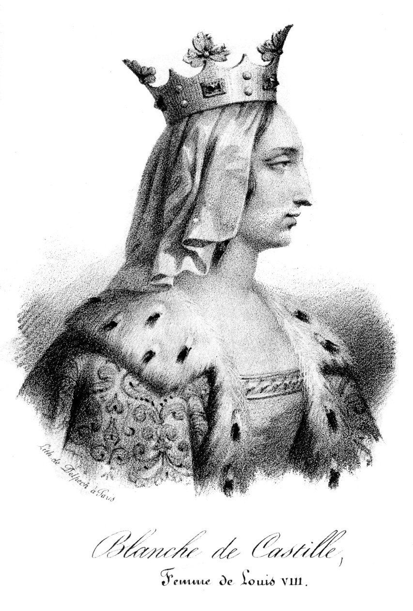 Blanche av Castilla, kone til Louis VIII av Frankrike, 1800-tallet. av Delpech