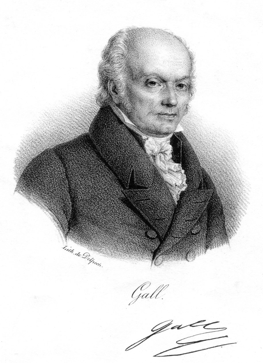 Franz Joseph Gall, tysk lege og grunnlegger av frenologi, c1820 av Delpech