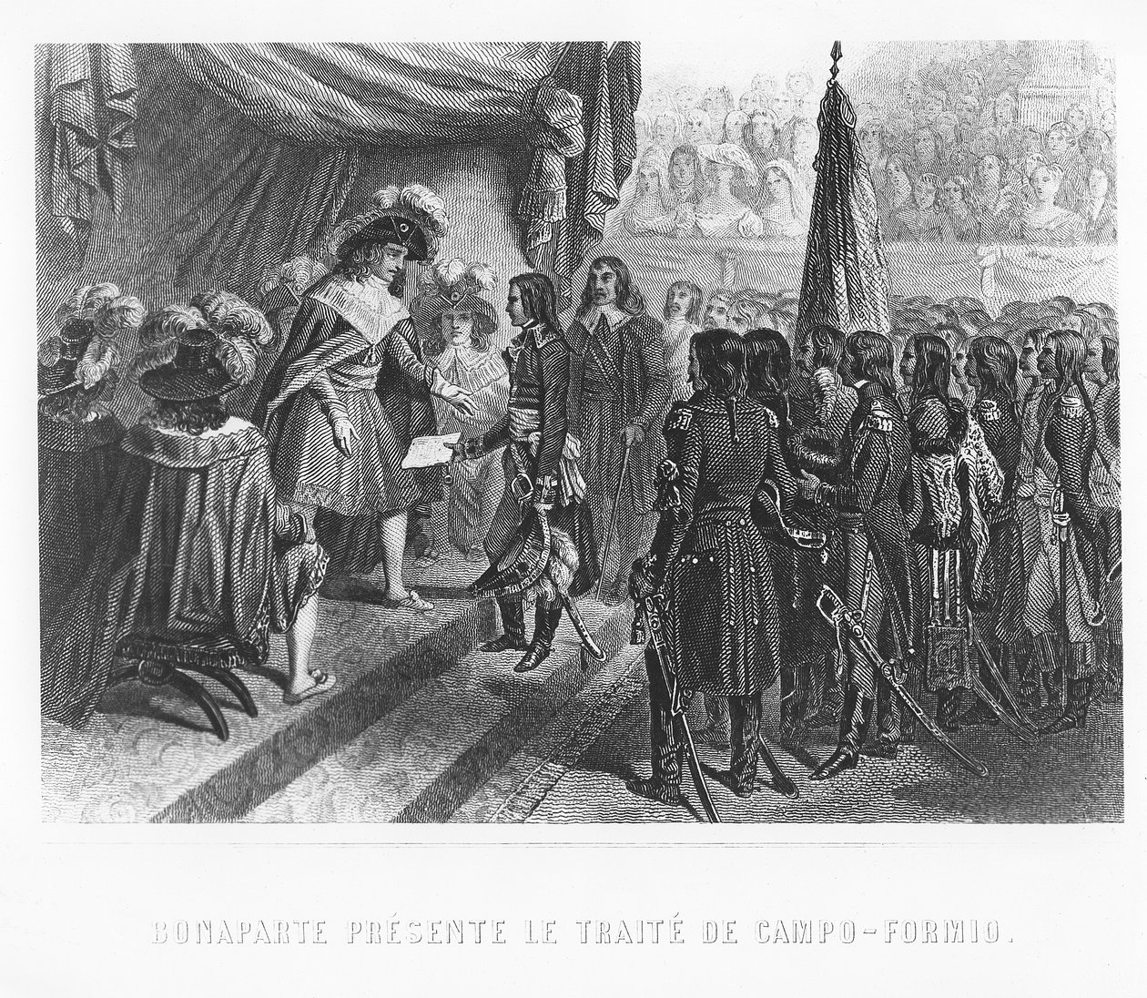 Napoleon Bonaparte presenterer Campo Formio-traktaten av Denis Auguste Marie Raffet