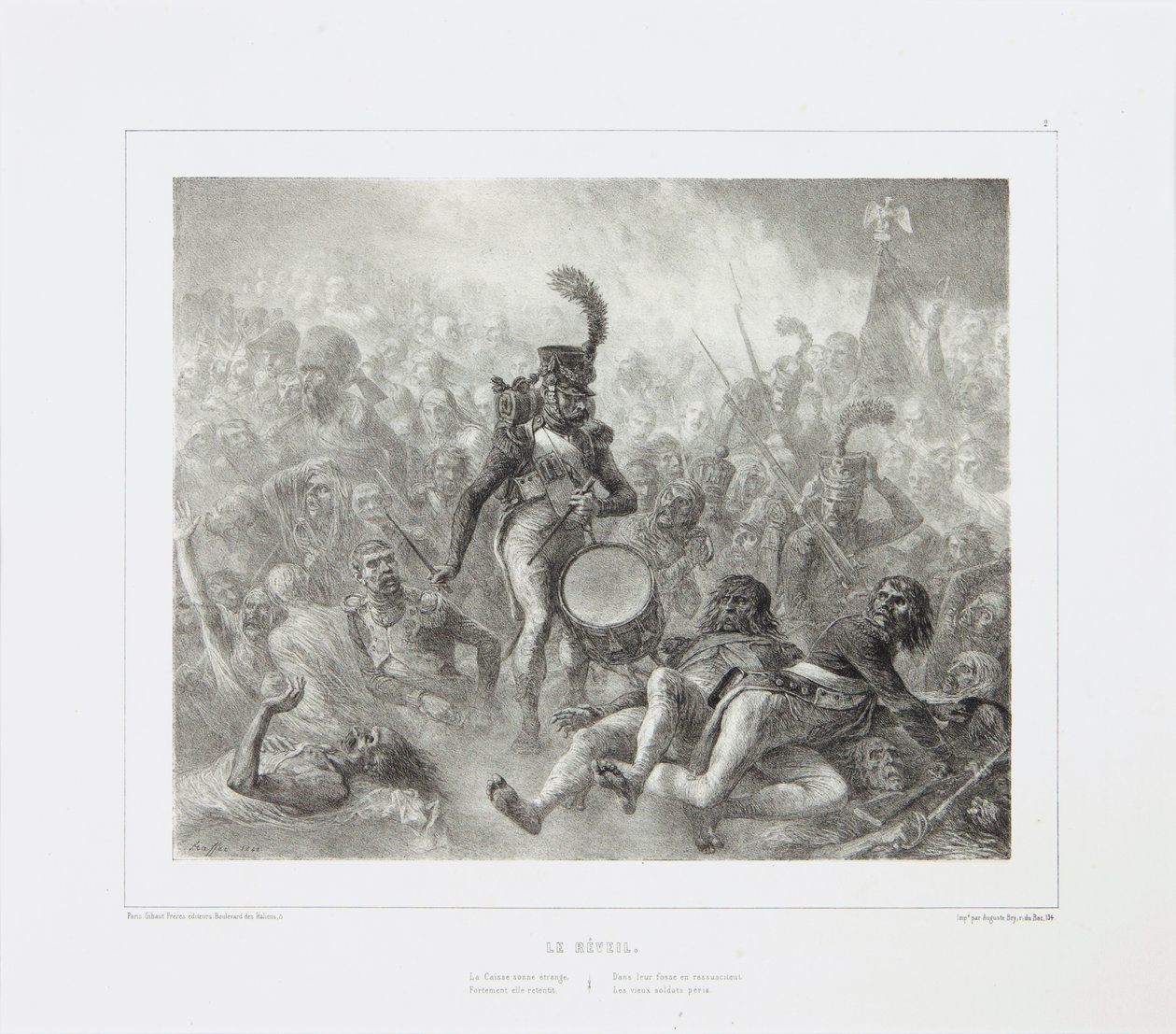 The Drum Waking the Dead Soldiers, 1842 av Denis Auguste Marie Raffet