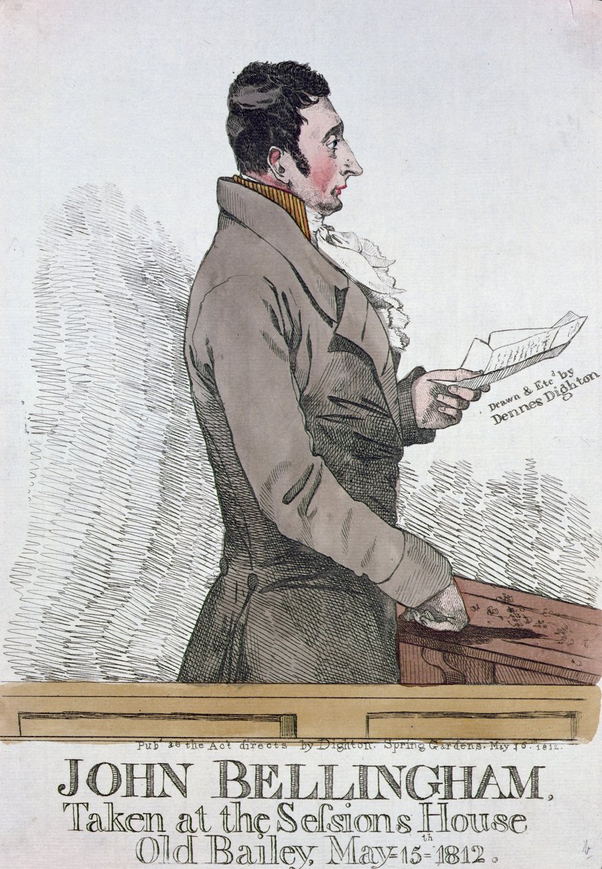 Portrett av John Bellingham (1770-1812) 1812 (farget etsning) av Denis Dighton