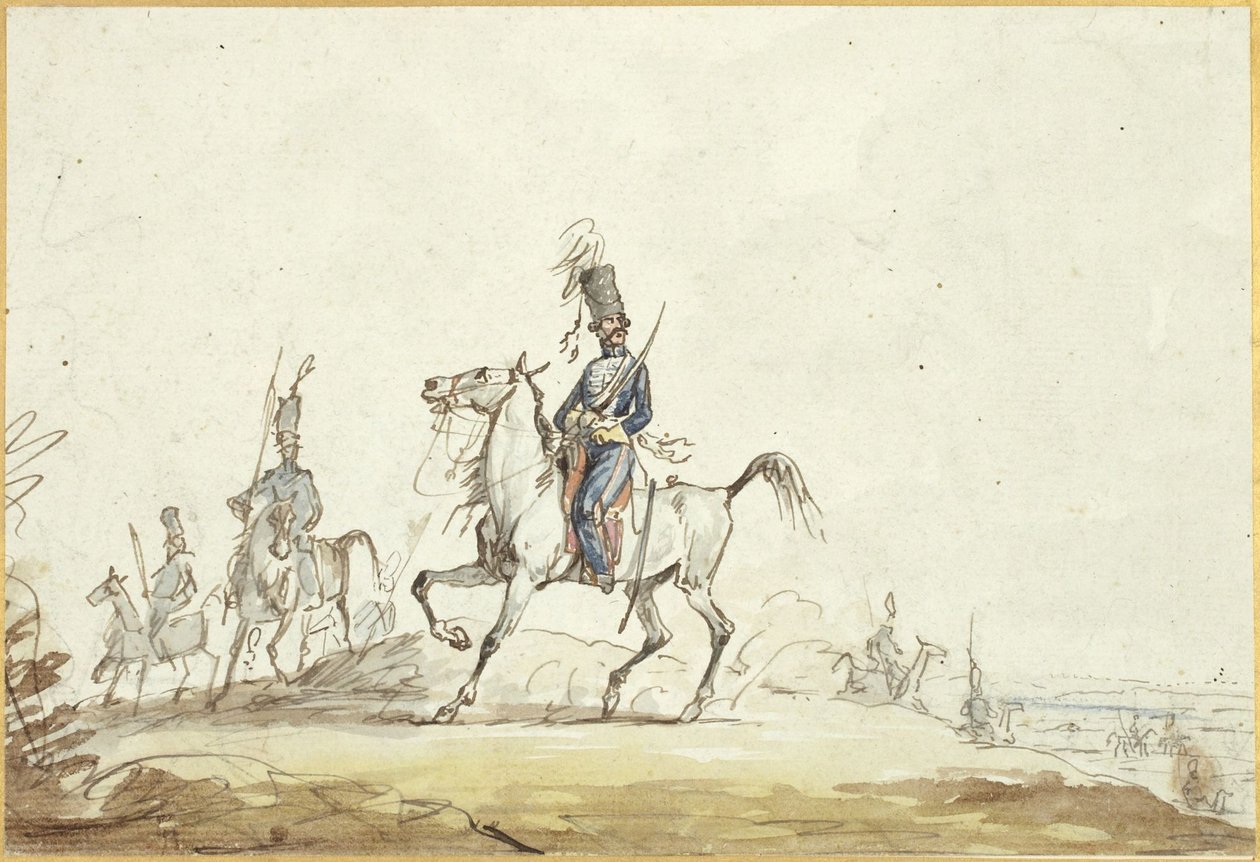Kavalerister på en høyde av Denis-Auguste-Marie Raffet
