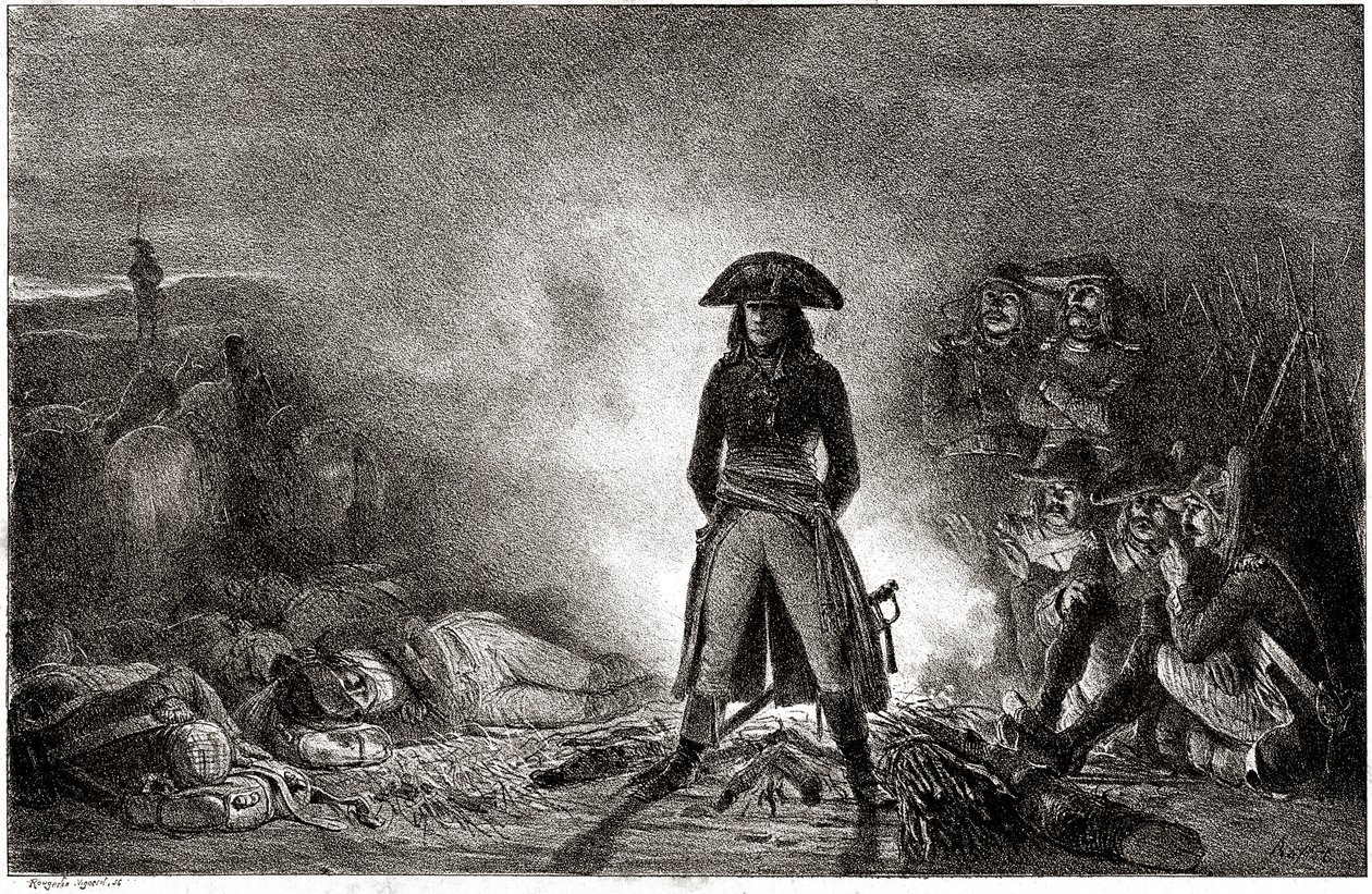 Napoleon Bonaparte campet blant soldatene sine i 1796 under den italienske kampanjen av Denis-Auguste-Marie Raffet