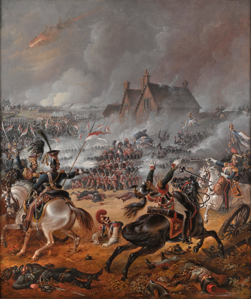 Slaget ved Waterloo (olje på lerret) av Denis (follower of) Dighton