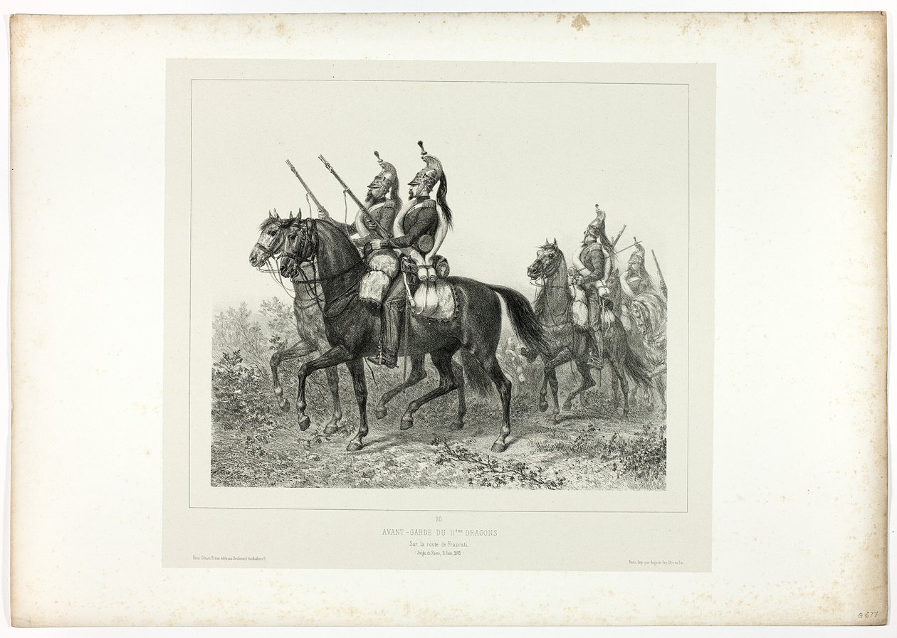 11. dragoner fremrykk, fra Memories of Italy: Rome Expedition av Denis Auguste Marie Raffet