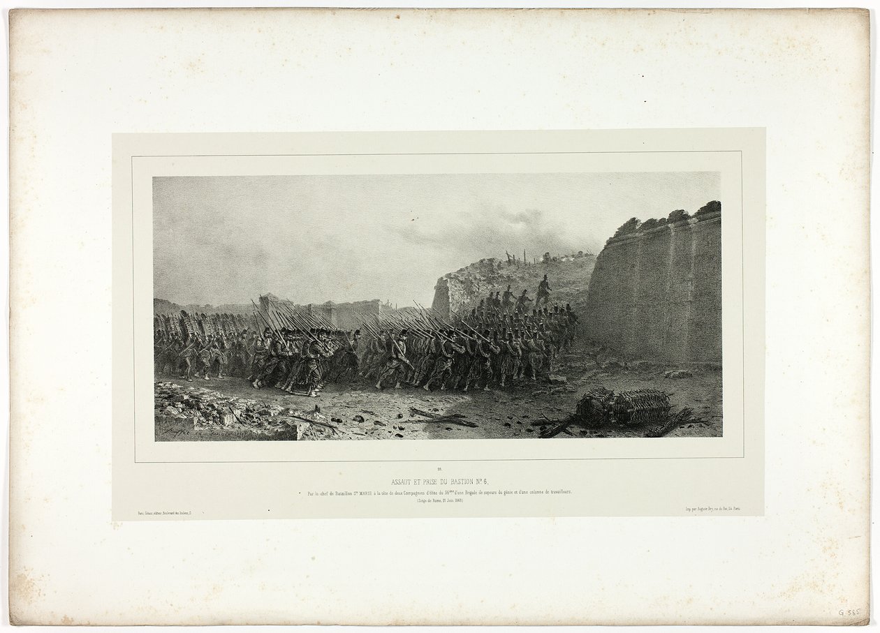 Overfall og fangst av bastion nr. 6, fra Memories of Italy: Roma Expedition av Denis Auguste Marie Raffet