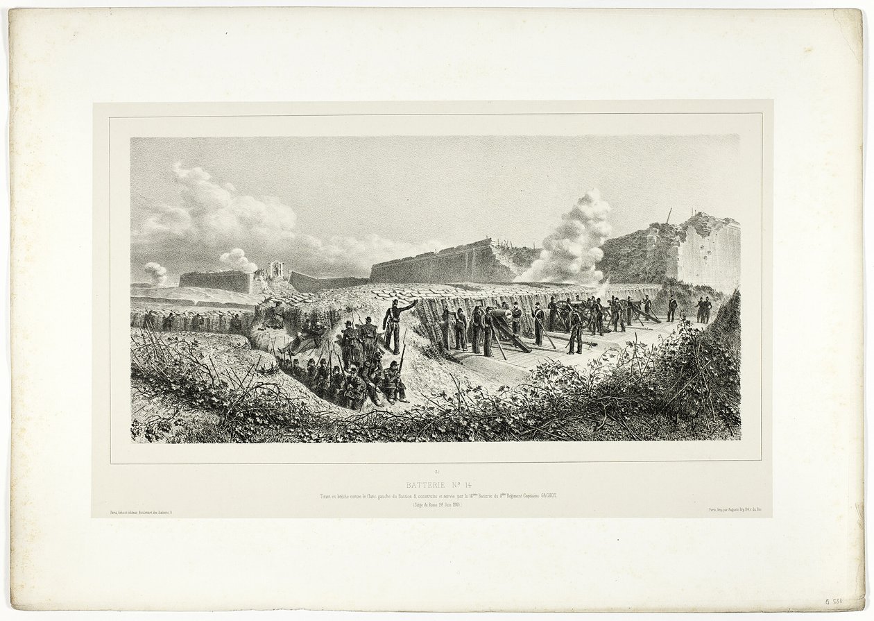 Batteri nr.14, fra Souvenirs of Italy: Roma Expedition av Denis-Auguste-Marie Raffet