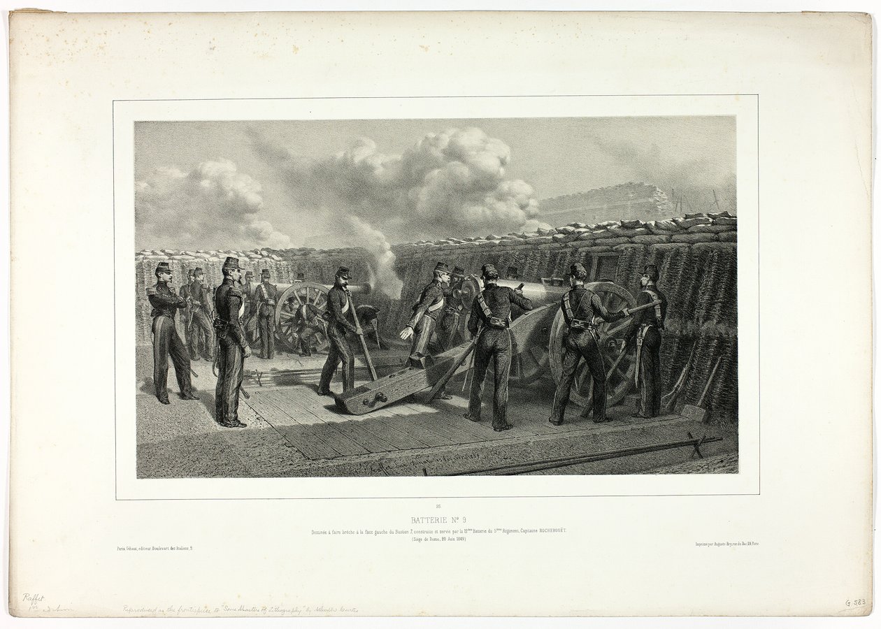 Batteri nr.9, fra Souvenirs of Italy: Roma Expedition av Denis Auguste Marie Raffet
