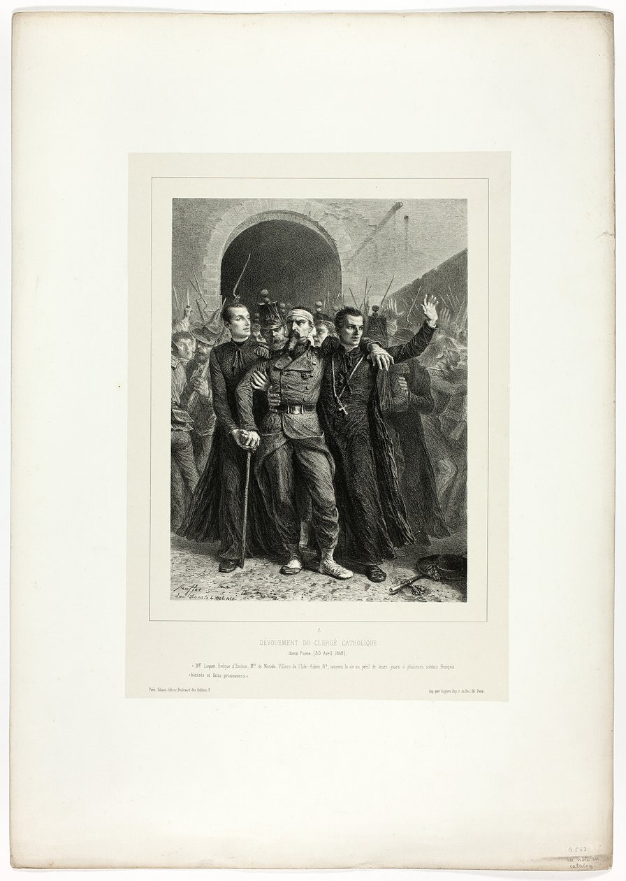 Andakt av det katolske presteskapet i Roma, 30. april 1849, fra Souvenirs of Italy: Expedition to Roma av Denis Auguste Marie Raffet