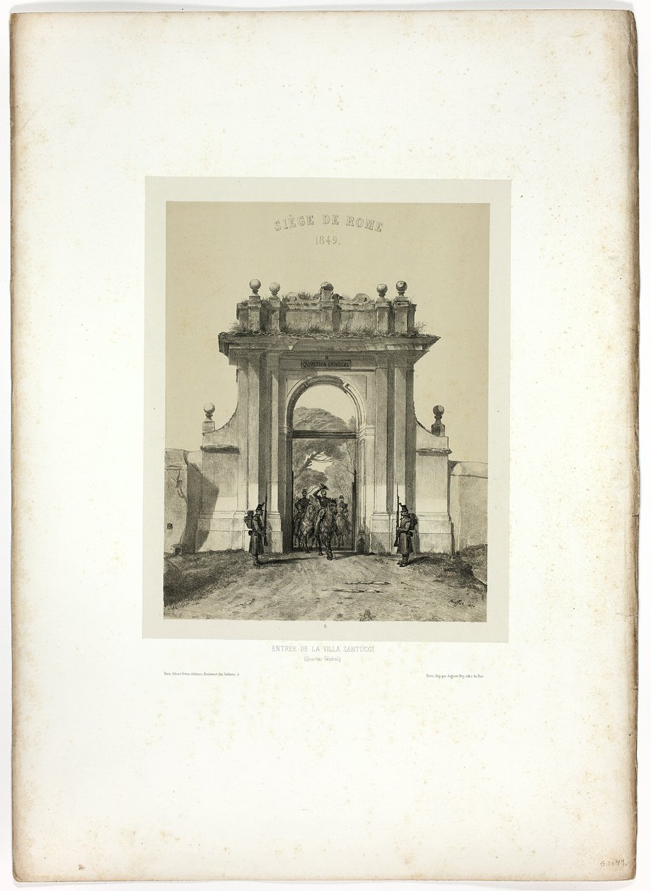 Inn i Villa Santucci, fra Souvenirs of Italy: Ekspedisjon fra Roma av Denis Auguste Marie Raffet