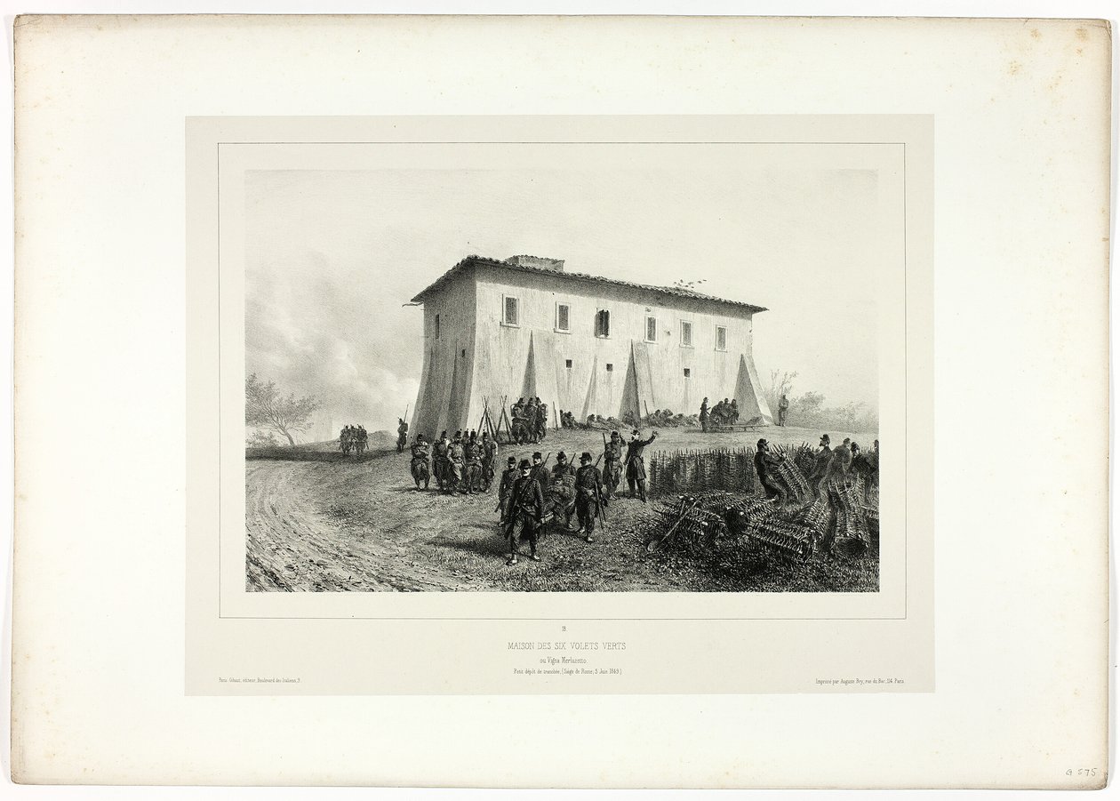 House of Six Green Shutters, fra Memories of Italy: Expedition from Roma av Denis Auguste Marie Raffet