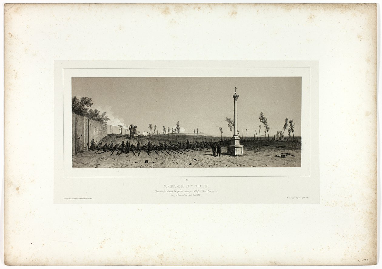 Åpning av den første parallellen, fra Souvenirs of Italy: Expedition to Roma av Denis Auguste Marie Raffet