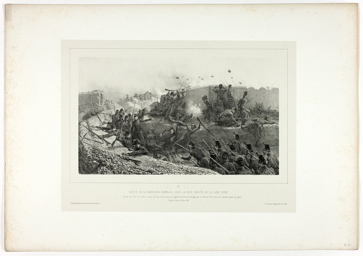 Utgang fra den romerske garnisonen..., fra Souvenirs of Italy: Expedition to Roma av Denis Auguste Marie Raffet