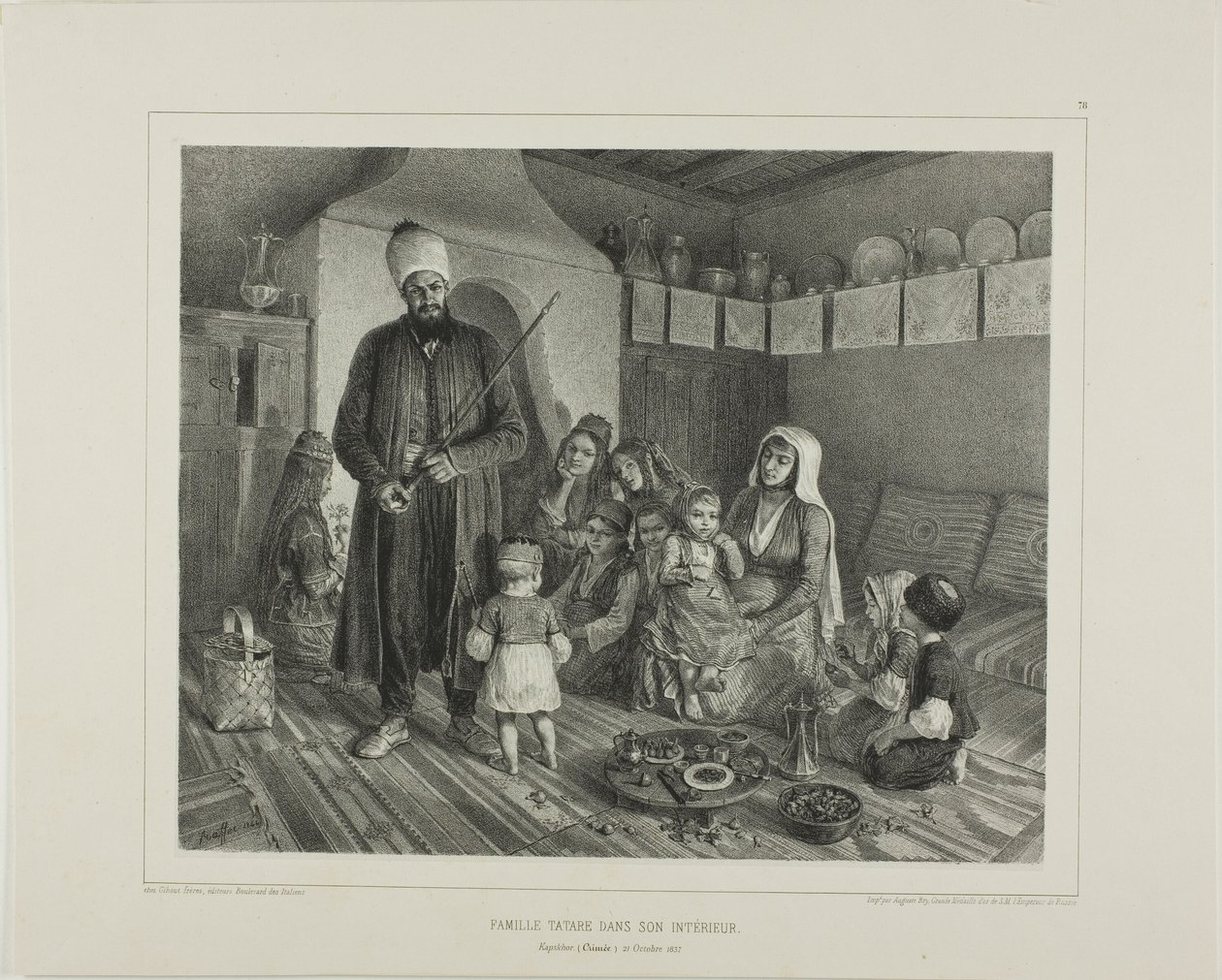 Tartarfamilie i deres hjem, Kapskhor, Krim, 21. oktober 1837 av Denis Auguste Marie Raffet
