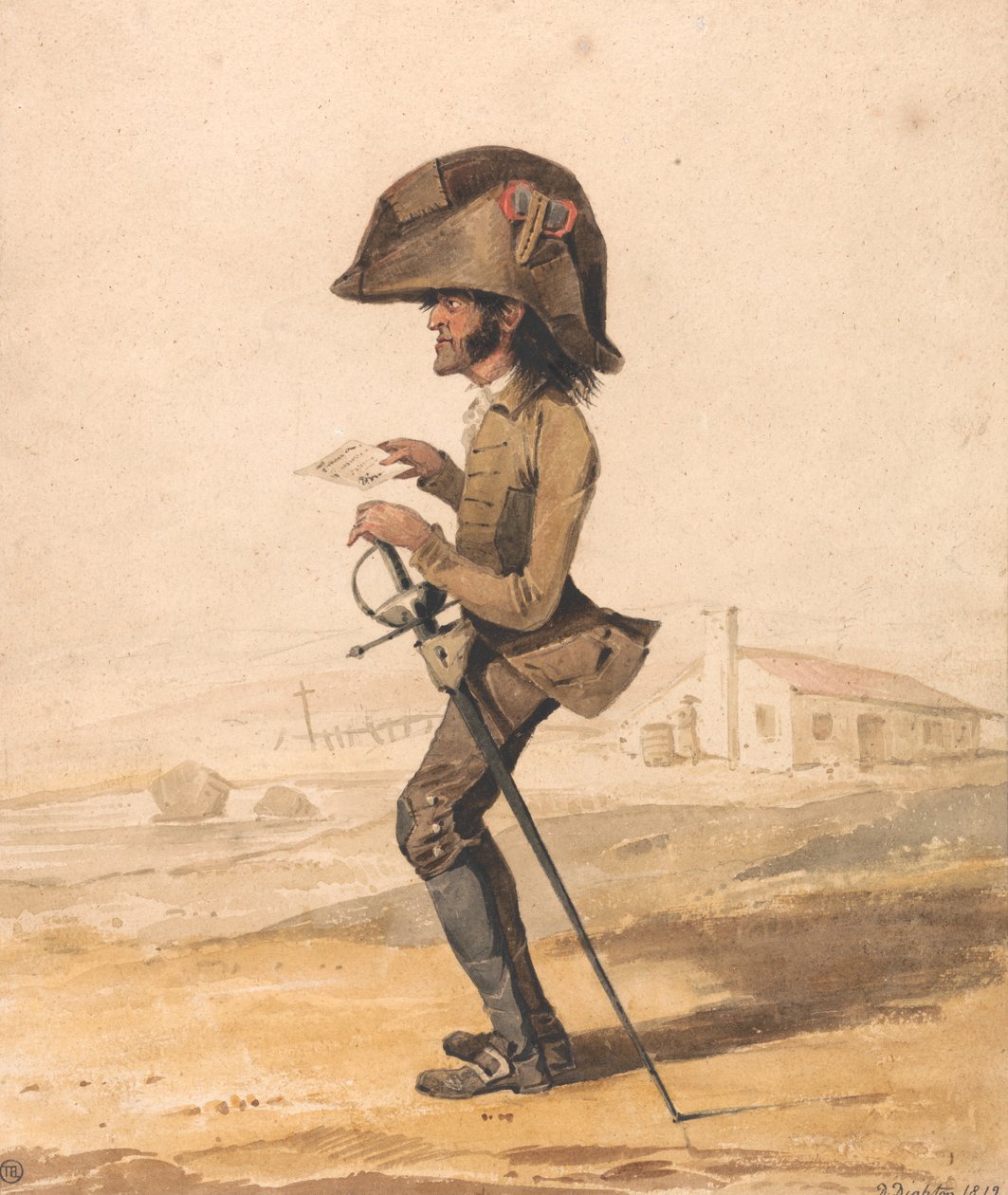 Karikatur av en fransk militæroffiser av Denis Dighton