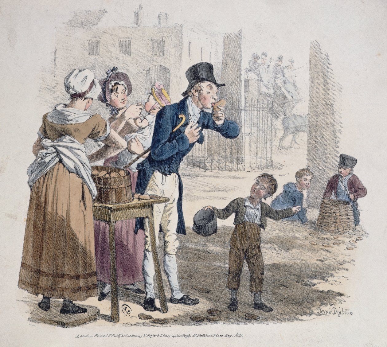 Den bakte potetselgeren, 1821 av Denis Dighton