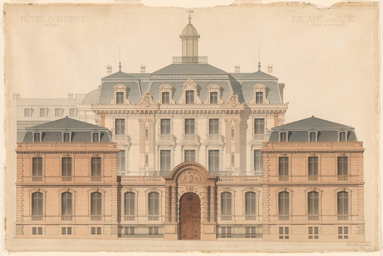 Presentasjon Tegning av Hôtel de Camondo av Denis Louis Destors