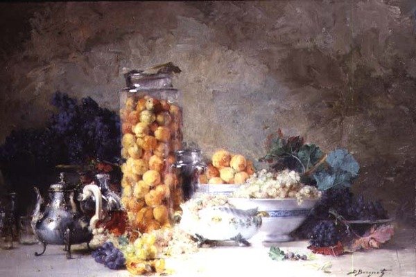 Stilleben av aprikoser og annen frukt av Denis Pierre Bergeret
