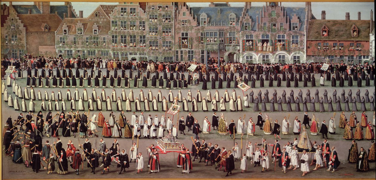 Ommeganck i Brussel i 1615: Procession of Notre Dame de Sablon, 1616 (detalj av The Triumph of the Erkehertuginne Isabella) (se også 187569) av Denys van Alsloot
