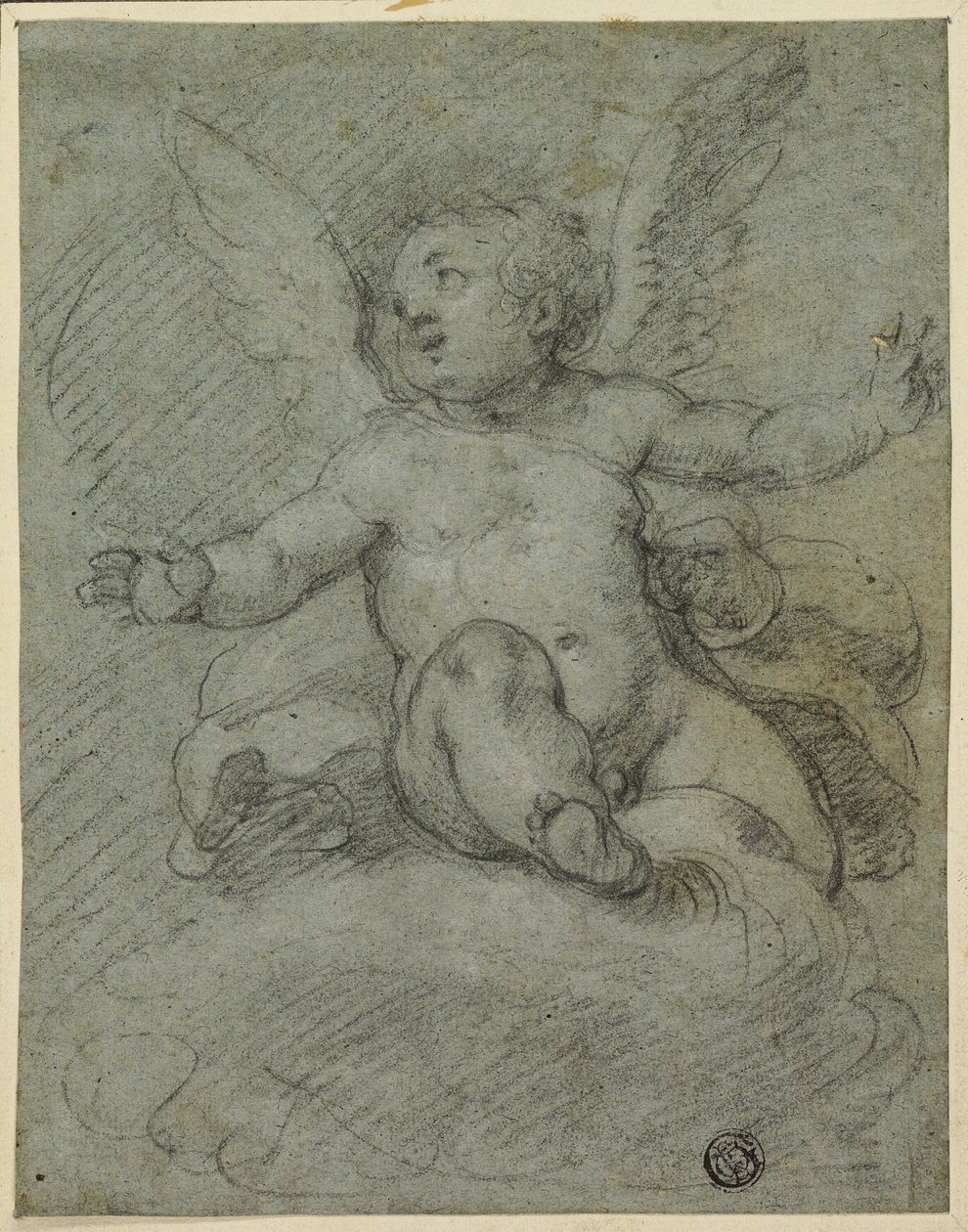 Putto sitter på skyer av Denys Calvaert