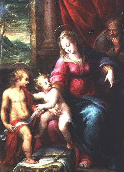 Madonna og barn med døperen Johannes av Denis Calvaert