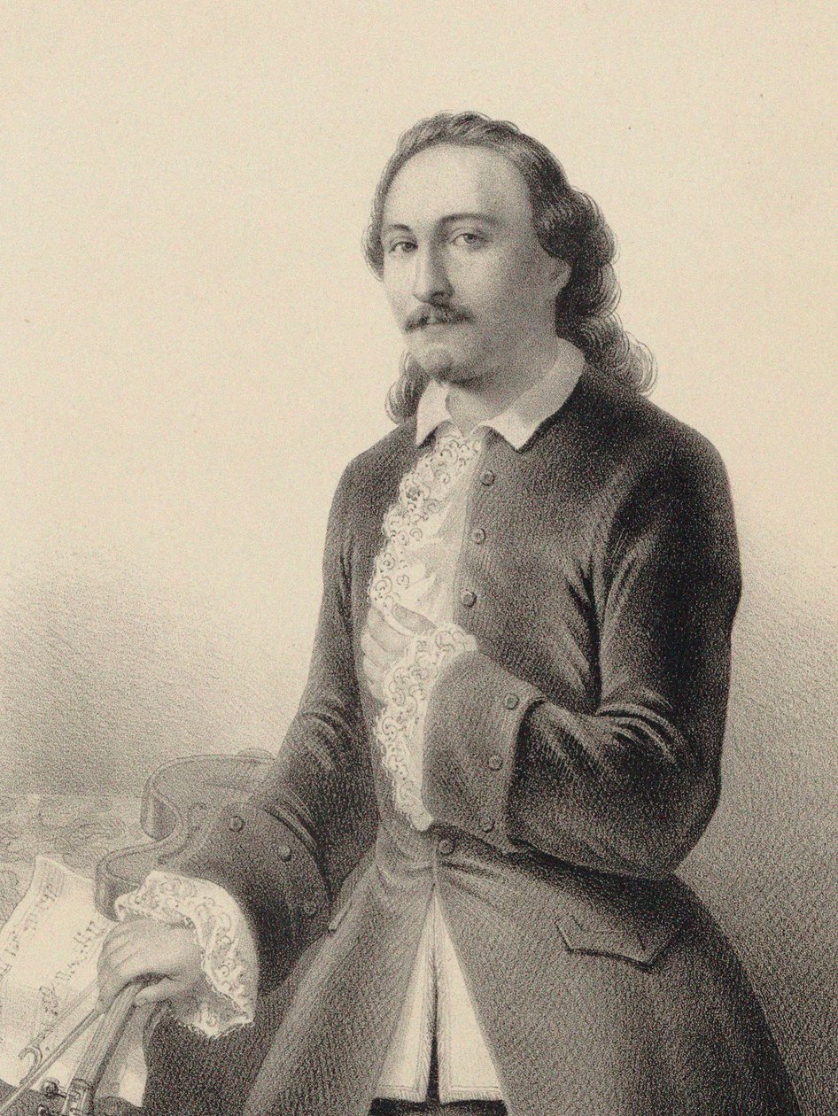 Portrett av Arthur Saint-Léon 1821-1870 i balletten Le Violon du diable av Cesare Pugni, 1849. av Derancourt