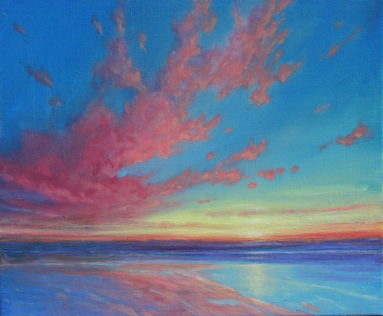 As Evening Falls, 2019 (Olje på lerret) av Derek Hare