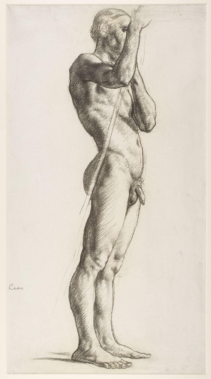 En studie av en mannlig figur, 1906 (kritt på papir) av Derwent Lees