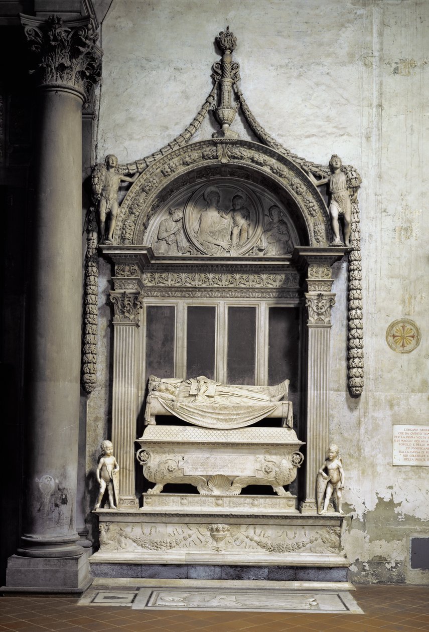 Graven til Carlo Marsuppini (d.1453) 1453-55 (marmor) av Desiderio da Settignano