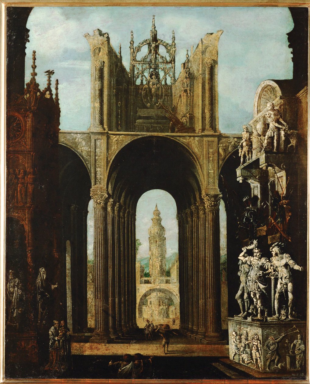 Imaginær arkitektur (olje på lerret) av Desiderio Monsu