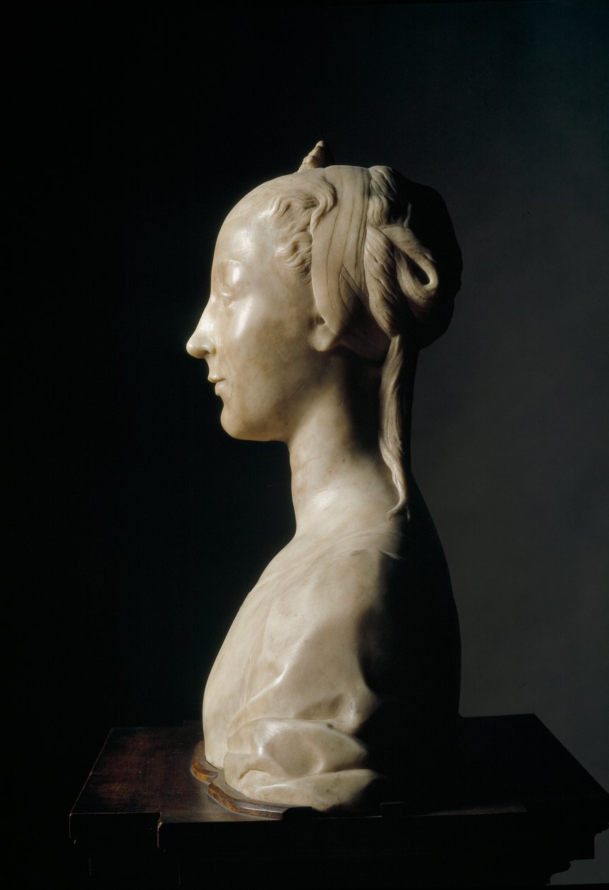 Byste av ung dame Marmorskulptur av Desiderio da Settignano (ca.1430-1464) Mål 146 cm Firenze, Bargello nasjonalmuseum av Desiderio da Settignano