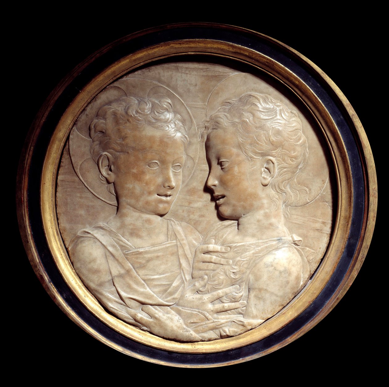 Jesus Kristus og døperen Johannes Relieff på rund marmor av Desiderio da Settignano (1428-1464) Søn fra 1400-tallet. 0,5 m Paris, Musée du Louvre av Desiderio da Settignano