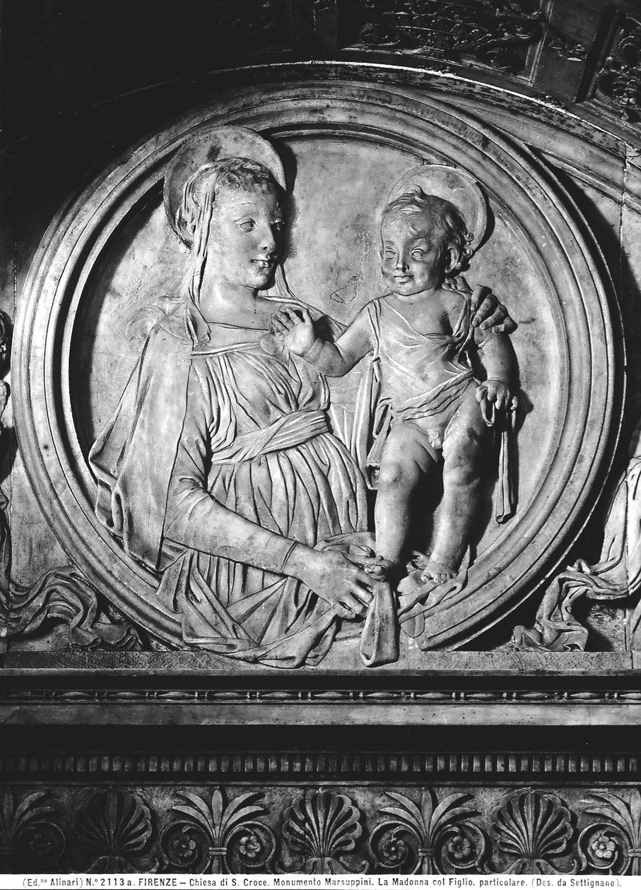 Madonna og barnet til monumentet til Carlo Marsuppini (marmor) av Desiderio da Settignano