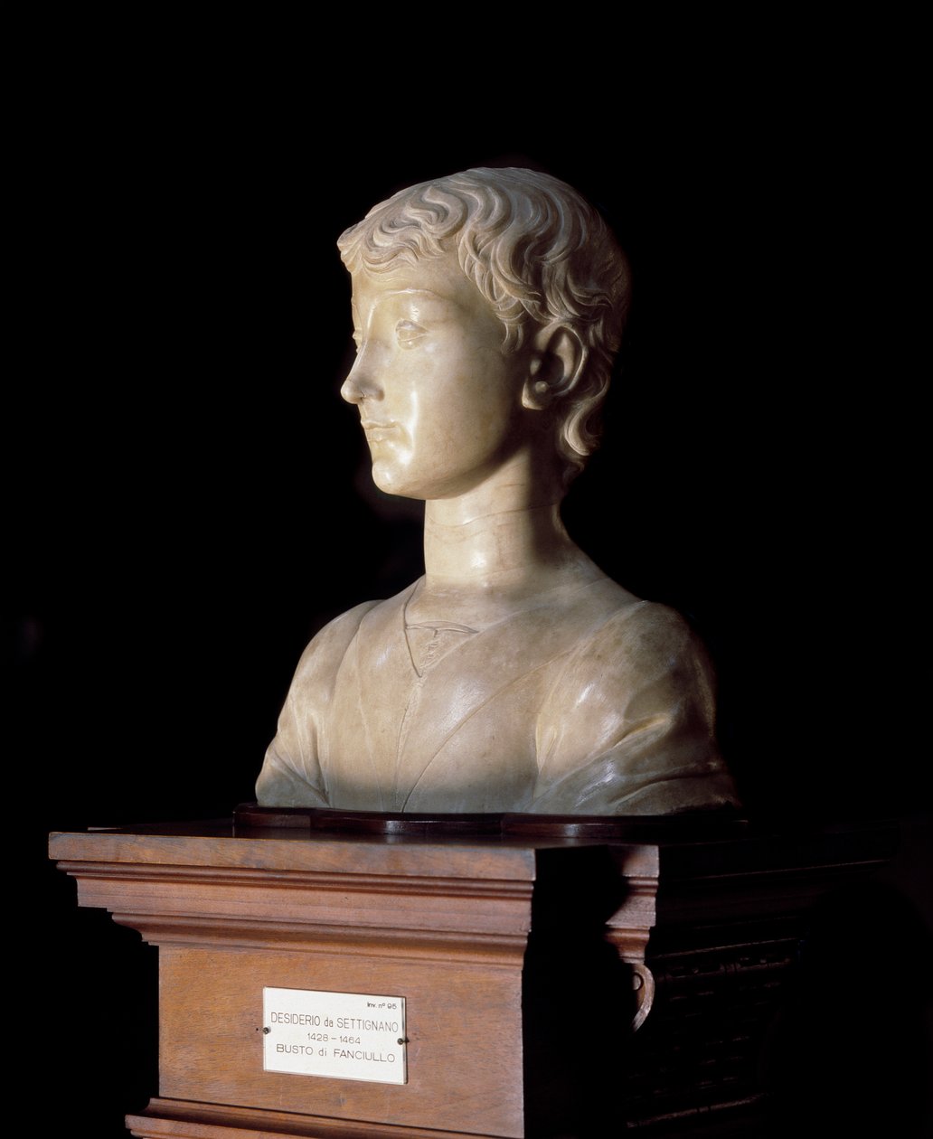 Ung mann Skulptur av Desiderio da Settignano (ca.1430-1464) 1450-1455 Dim 40x34,5 cm Firenze, Bargello nasjonalmuseum av Desiderio da Settignano