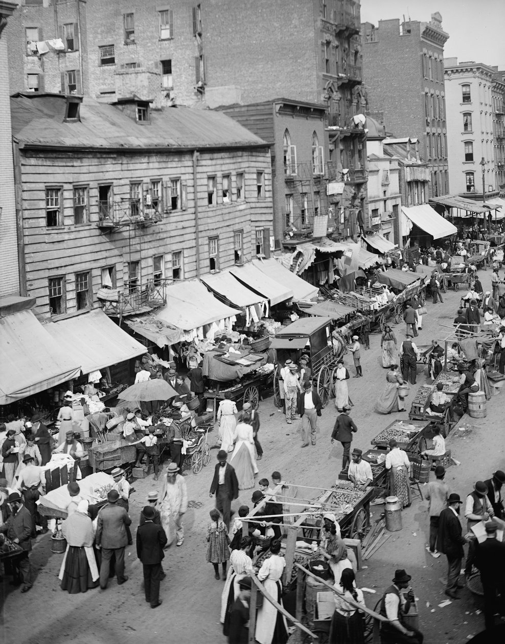 Jødisk marked på East Side, New York, N.Y., ca. 1890-1901 av Detroit Publishing Co.